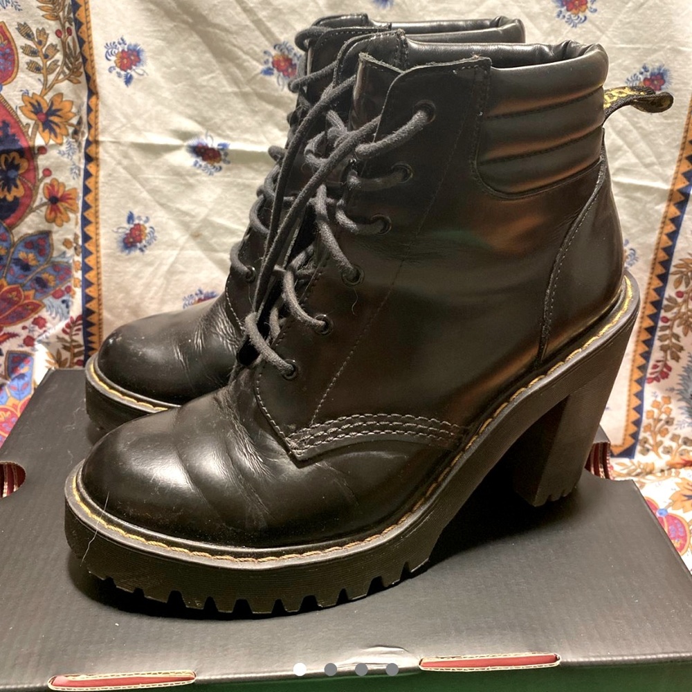 Black #DrMartens #Persephone #BlackNappa #Leather #Combat #Highheel #Boots